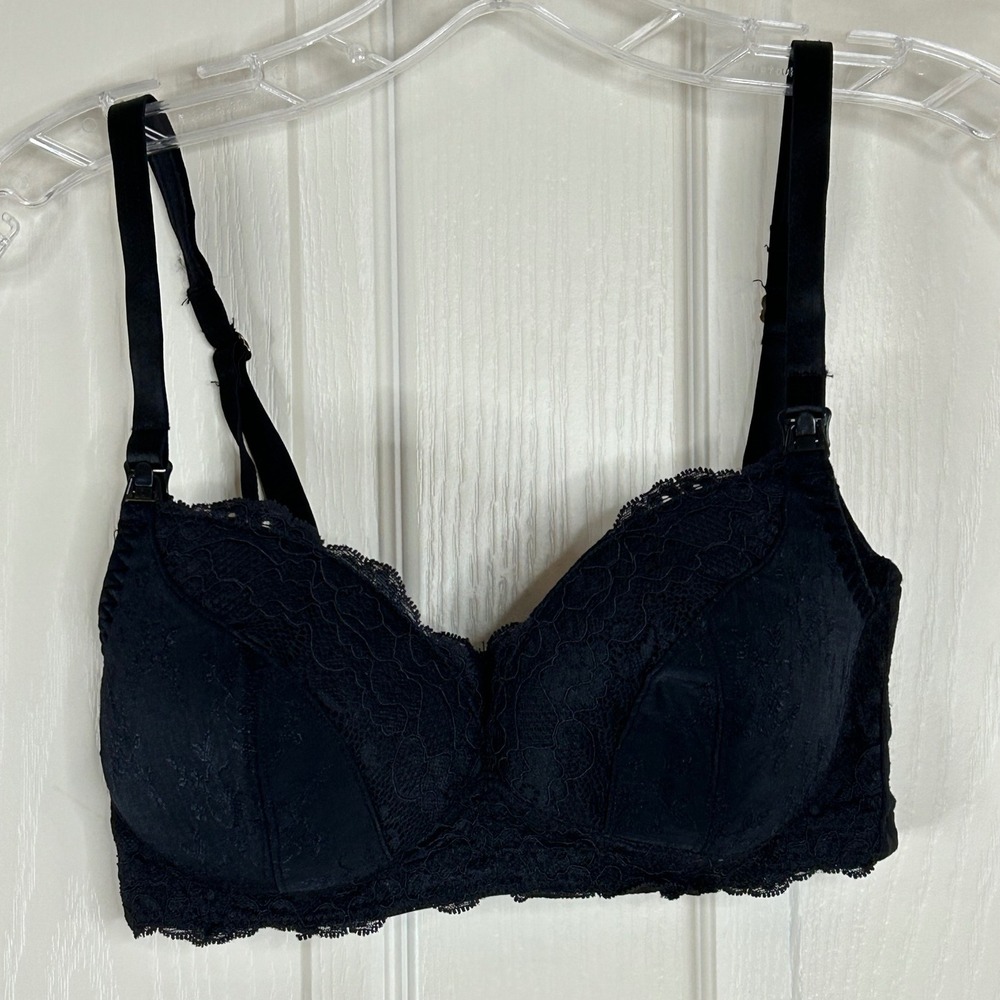 Bendon Motherlove Black Lace Nursing Bra Comfortable Support Size 34E (DD)